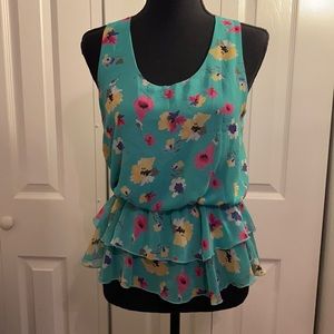 Women’s top | blouse | floral | turquoise | small